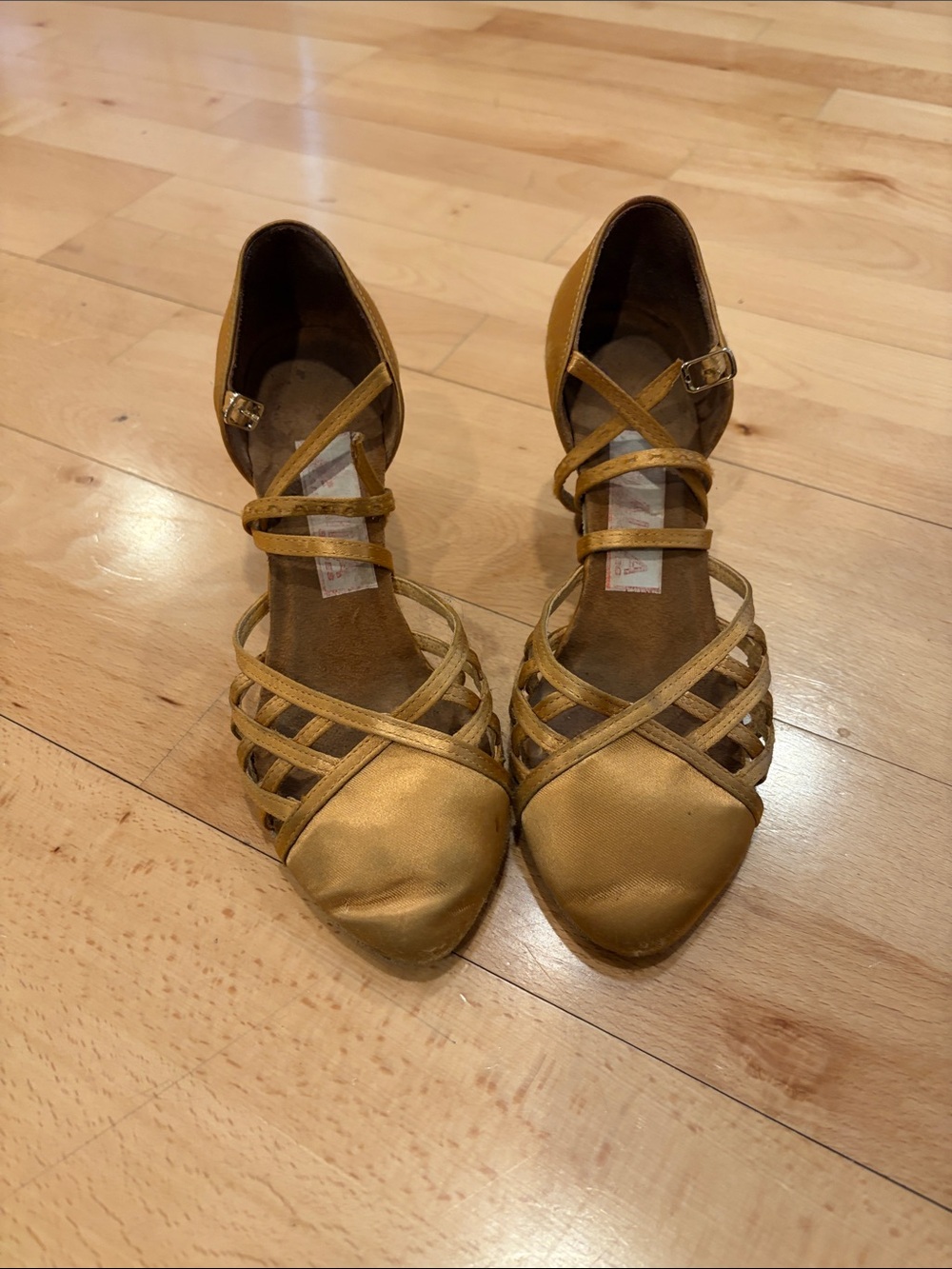 Elegant Gold Strappy Ankle-Heel Pumps for Women smooth shoes